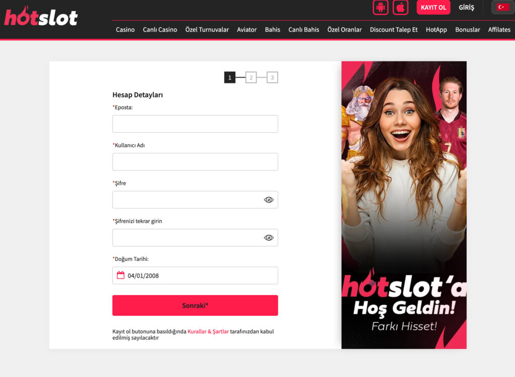 Hotslot Kayıt Formu